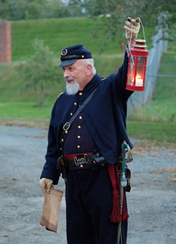 Col. George Westcott reviews Scottsville citizens' documents