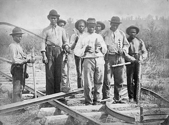 Railroad track workers 
