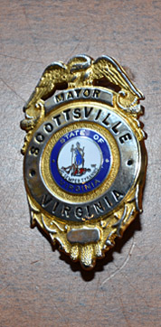 Raymon Thacker's badge as Mayor of Scottsville